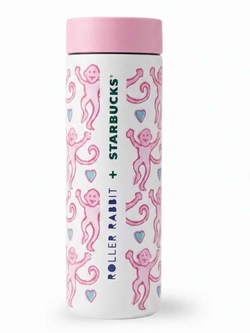 Starbucks Pink and White Roller Rabbit Stainless Tumbler